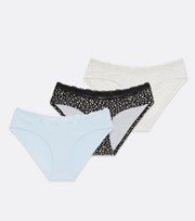 New Look Maternity 3 Pack Pale Blue Cream and Black Animal Print Briefs